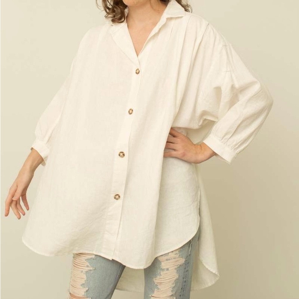 NWOT esby apparel chelle top, white cotton/linen, size XXS